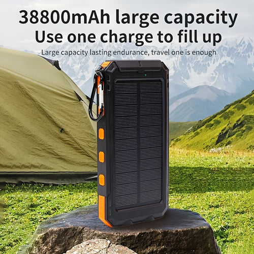 20000Mah Solar Power Bank, Mobile Phone Charger for Camping, External Battery for Smartphones,