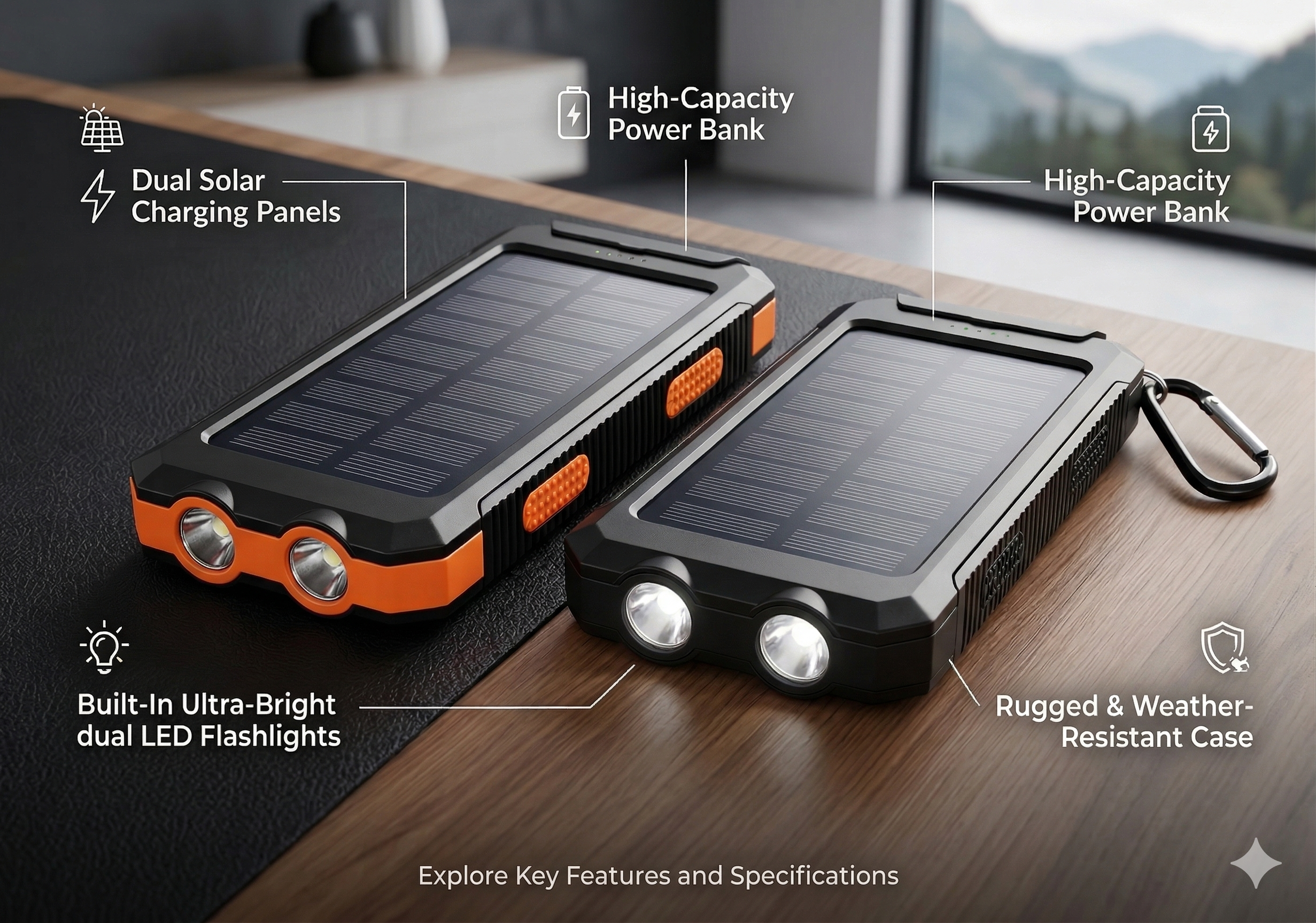 Light Blue Solar  Charger  20000MAH, Portable Dual USB